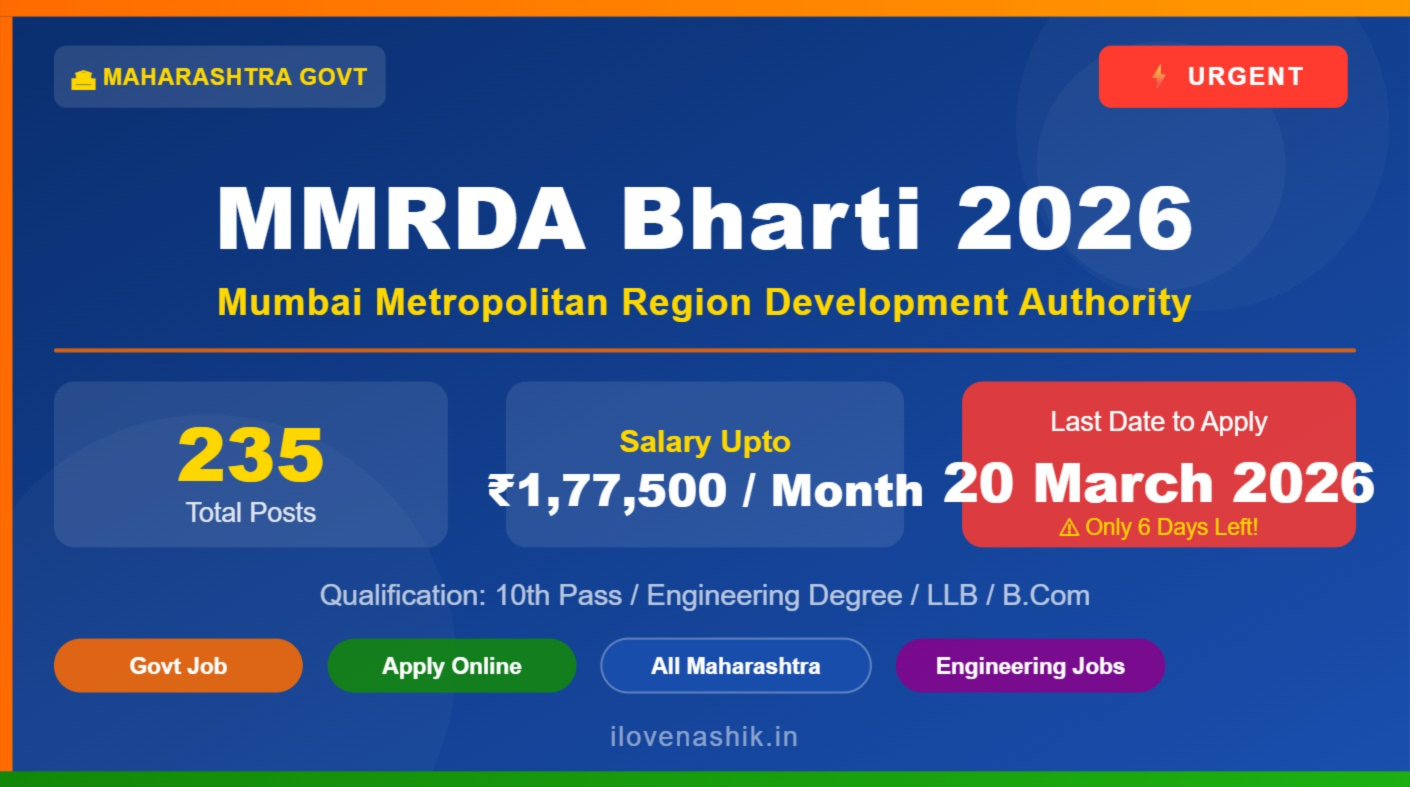 🔴 URGENT | MMRDA Bharti 2026 – 235 Posts | Last Date: 20 March 2026 | Apply Now